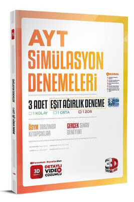 2024-2025 3D Yayınları AYT Eşit Ağırlık 3'LÜ Simülasyon Deneme - 1