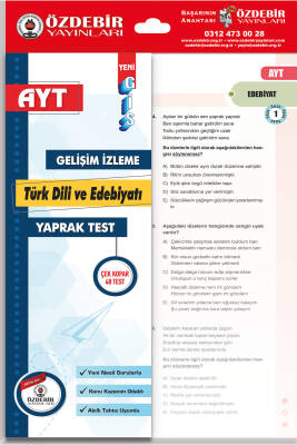 2024-2025 ÖZDEBİR YAYINLARI AYT / TÜRK DİLİ EDEBİYATI GİS YAPRAK TEST - 1