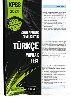 2024 KPSS Genel Yetenek Genel Kültür Türkçe Yaprak Test - 1