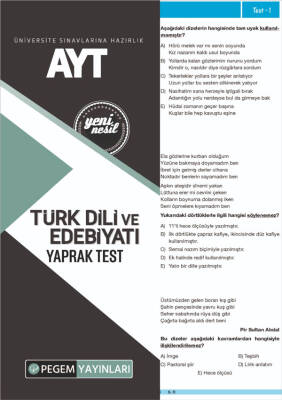 AYT Türk Dili ve Edebiyatı Yaprak Test - 1